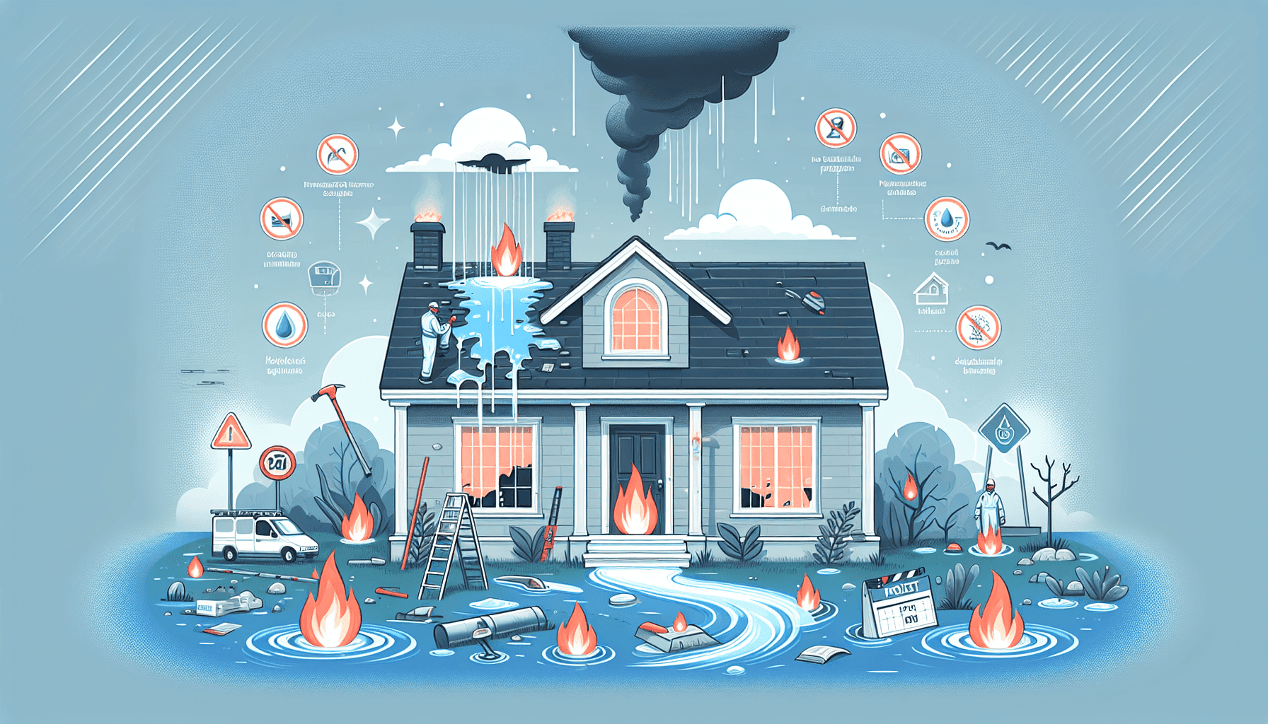 Graphic showing common causes of water damage in buildings